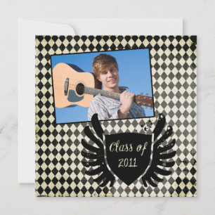 2011 Checkerboard photo graduation party invite