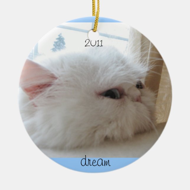 2011 Christmas Kitty Dream Ceramic Ornament (Front)