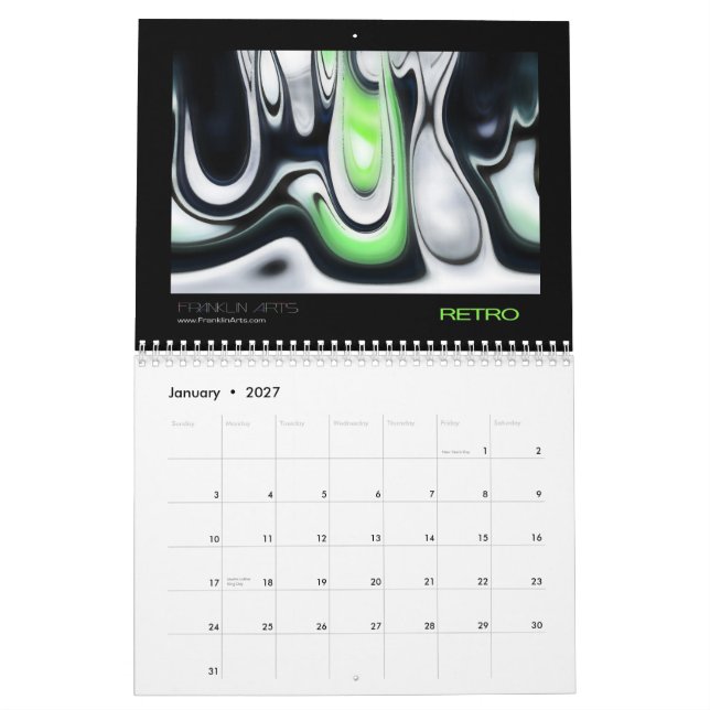 2011 Digital Abstract Art Calendar (Jan 2027)