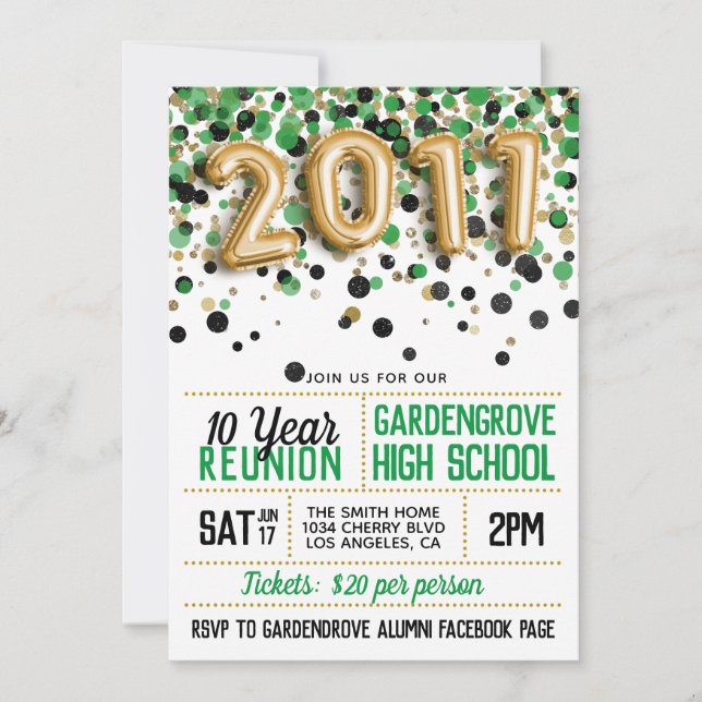2011 High School College Reunion Invitation (Front)