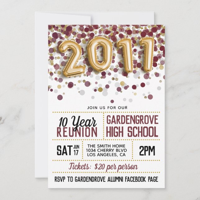 2011 High School College Reunion Invitation (Front)