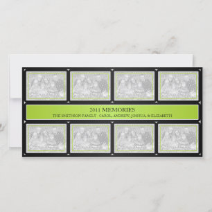 2011 Memories New Year Collage Lime Green Black Holiday Card