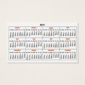 2011 Wallet Calendar Pocket Card (Back)