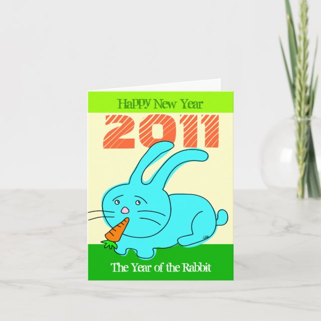 2011 Year Of Rabbit Card Rabbit Eat Carrot (Front)