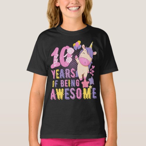 2012 Birthday Unicorn 10 Years of Being Awesome T_Shirt