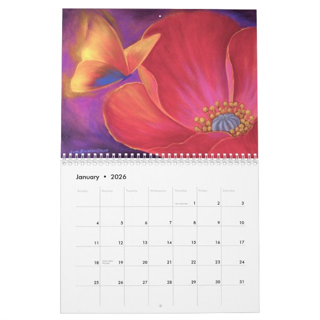2012 Calendar Butterfly and Flower Painting (Jan 2026)