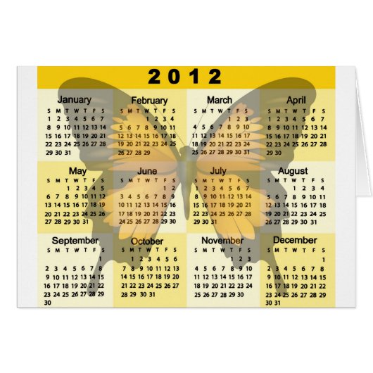 2012 Calendar Butterfly print Cards (Front Horizontal)