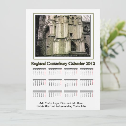 2012 Calendar England Canterbury The MUSEUM Zazzle (Standing Front)