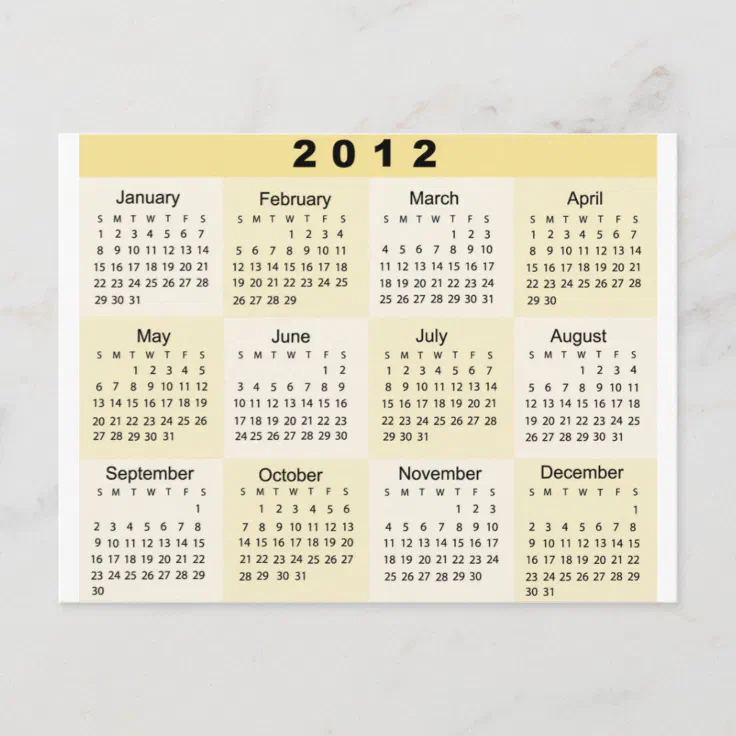 12 Calendar Print Postcard Zazzle