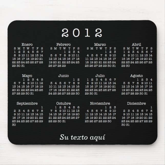 2012 Calendario Españoles Mouse Pad (Front)