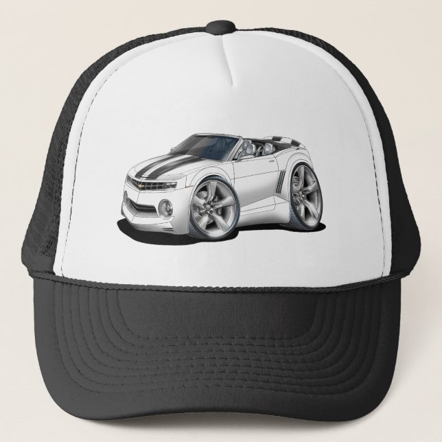 2012 Camaro White-Black Convertible Trucker Hat (Front)
