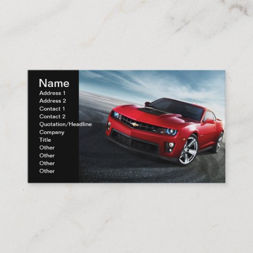 2012 Chevrolet Camaro Name Address 1 Address Business Card