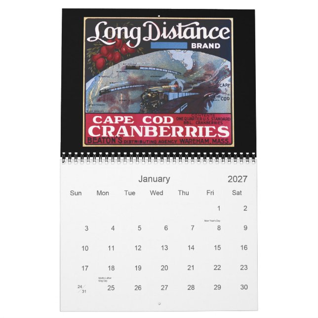 2012 Cranberry Calendar (Jan 2027)