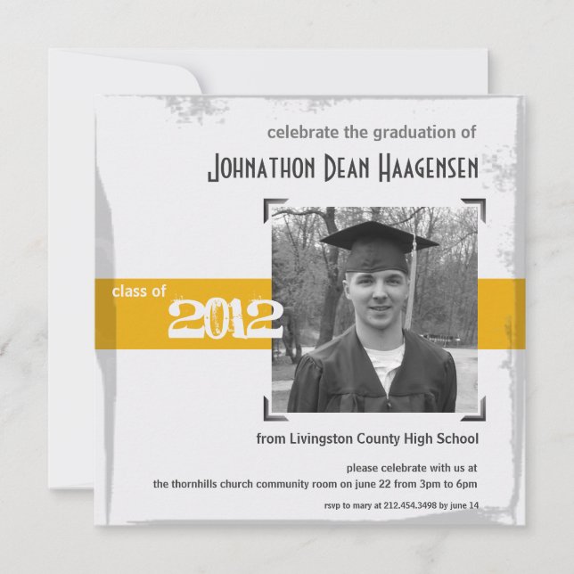 2012 Graduation Fun Gold Party Invitation (Front)