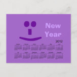 2012 Happy New Year Calendar Postcard