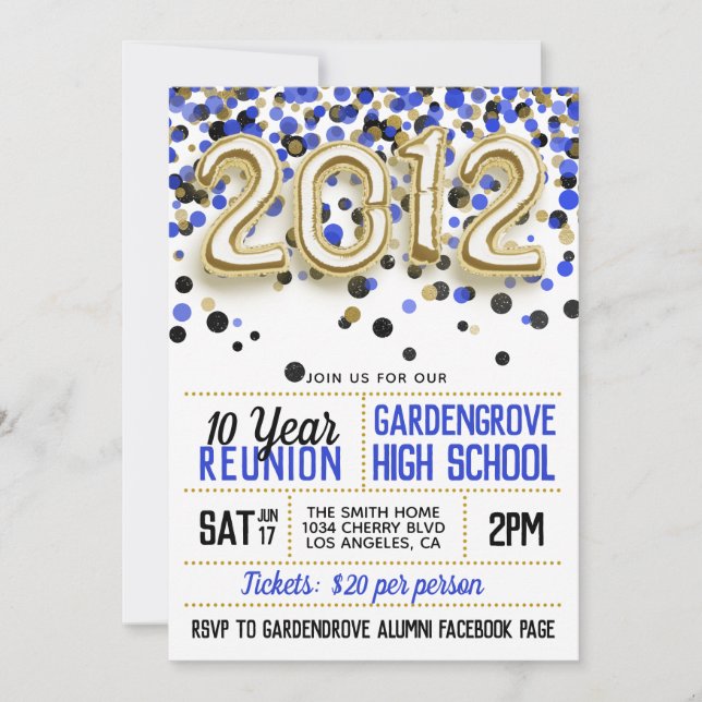 2012 High School College Reunion Invitation (Front)