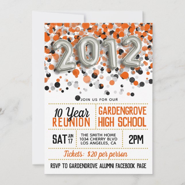 2012 High School College Reunion Invitation (Front)