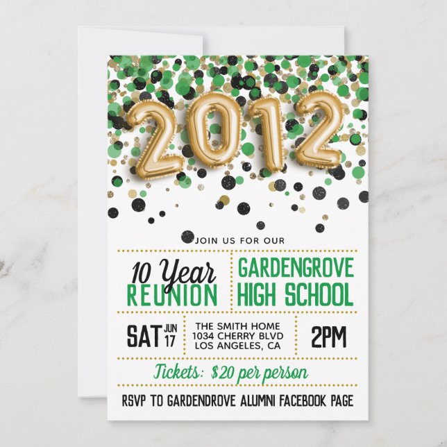 2012 High School College Reunion Invitation (Front)