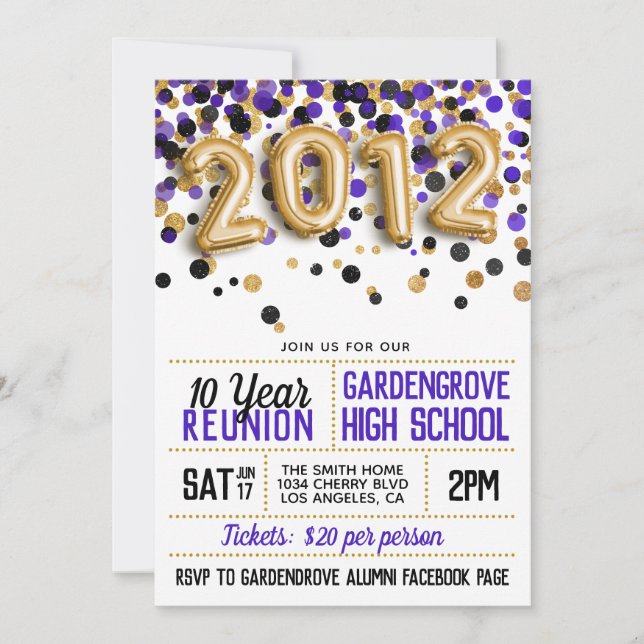 2012 High School College Reunion Invitation (Front)