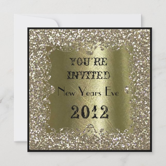 2012 NEW YEARS EVE  Gold Sparkle  Invitation (Front)