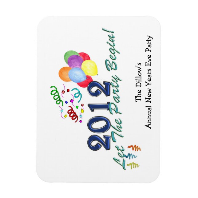 2012 New Years Party Magnet Favor Template (Vertical)