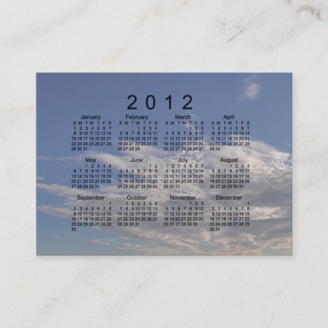 2012 Pocket Calendar Business Card (Front)