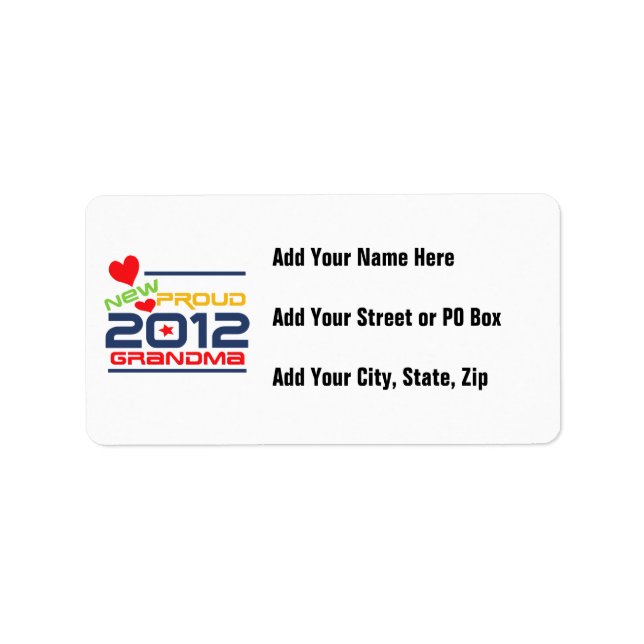 2012 Proud Grandma T-shirts and Gifts Label (Front)