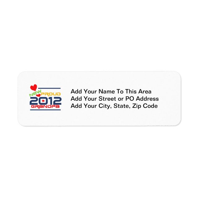 2012 Proud Grandpa T-shirts and Gifts Label (Front)