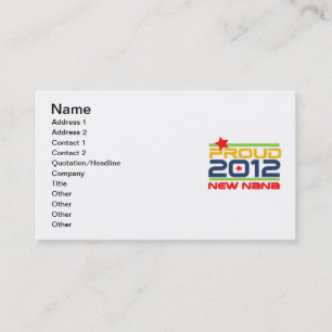 2012 Proud Nana T-shirts and Gifts Business Card