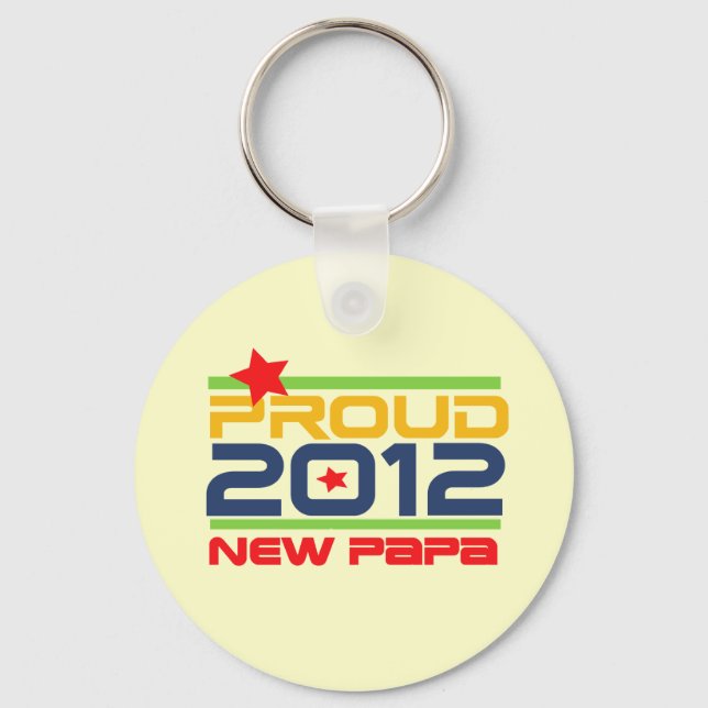 2012 Proud New Papa T-shirts and Gifts Keychain (Front)