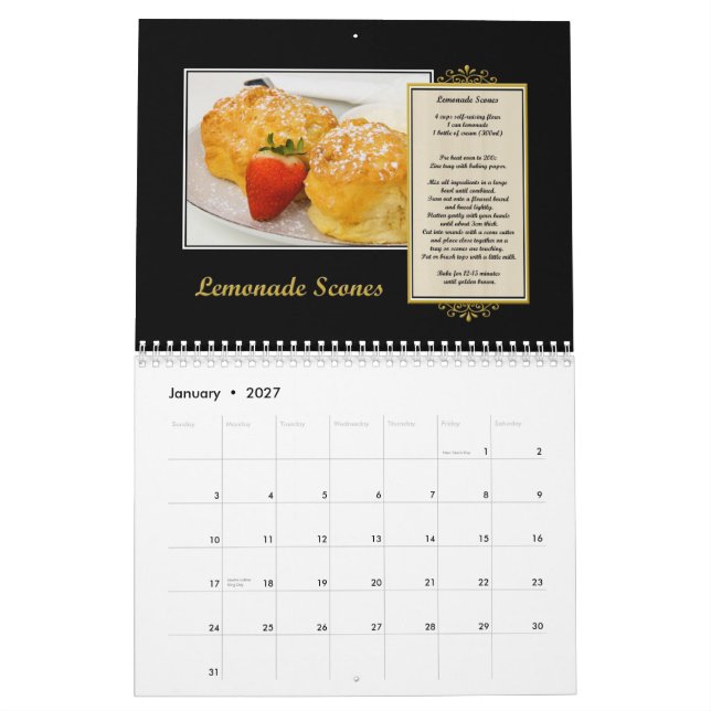 2012 Recipe Calendar (Jan 2027)