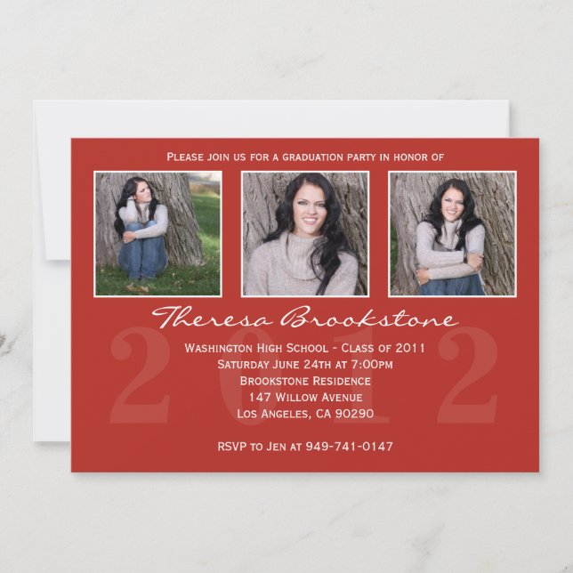 2012 Red Graduation Invitation (Front)