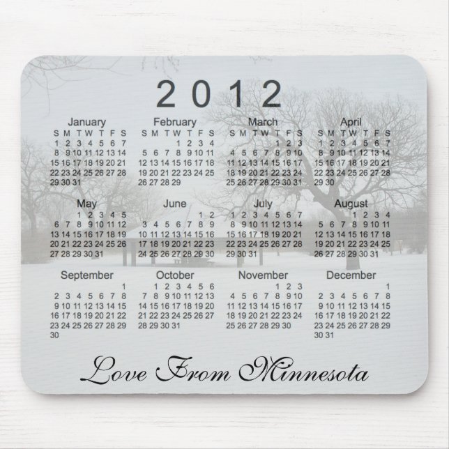 2012 Scenic Calendar Mouse Pad (Front)