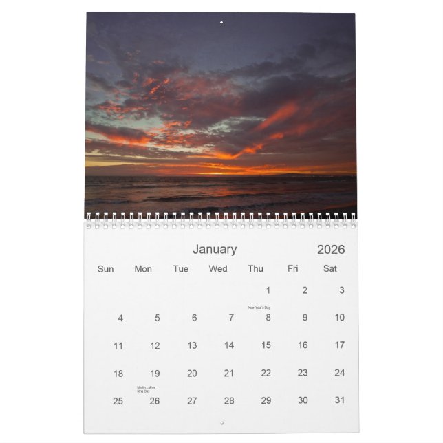 2013 Calendar - California Sunsets (Jan 2026)