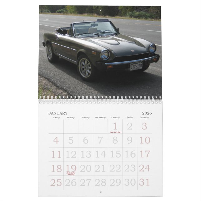 2013 Calendar Fiat 124 Spider (Jan 2026)