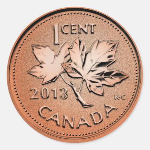 2013 Canadian penny Classic Round Sticker