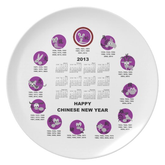 2013 Chinese Zodiac Happy New Year Calendar Plate
