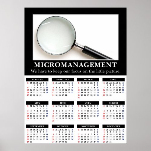 2013 Demotivational Wall Calendar Micromanagement Poster