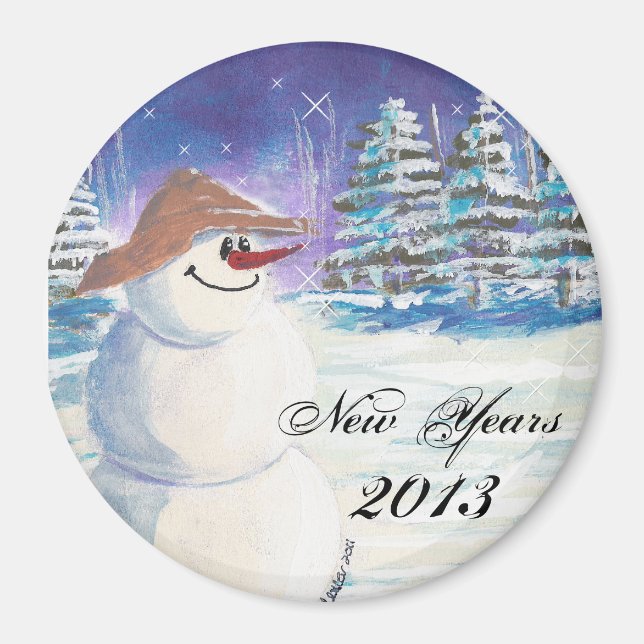 2013 New Years Snowman Art Magnet (Front)