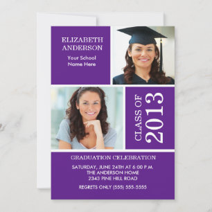 2013 Photo Graduation Invitation Purple & White