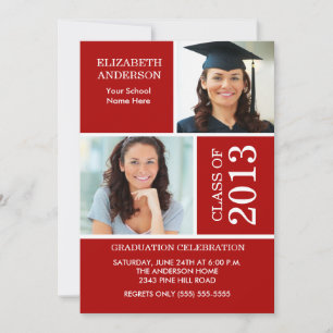 2013 Photo Graduation Invitation Red & White