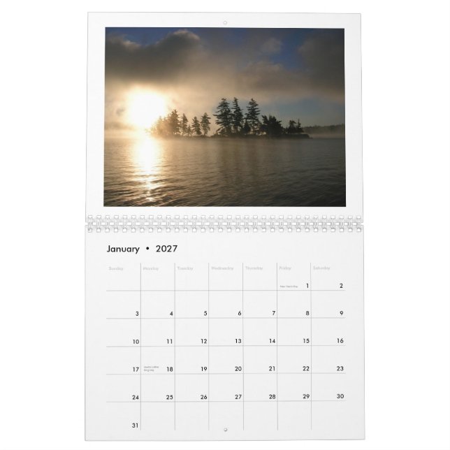 2013 Raquette Lake Calendar (Jan 2027)