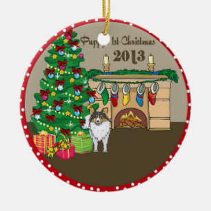 2013 Sheltie Puppys First Christmas Ceramic Ornament