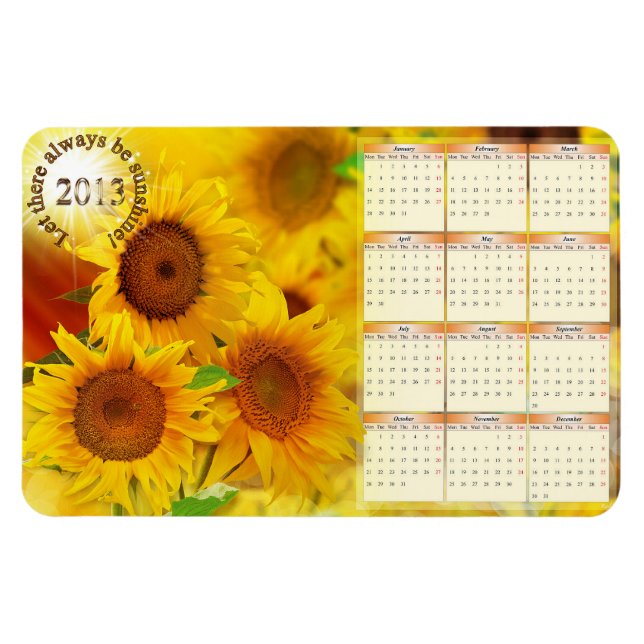 2013 Sunflowers Calendar Magnet (Horizontal)