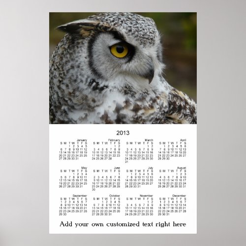 2013 Wall Poster OWL Profile Photo Yearly Calendar
