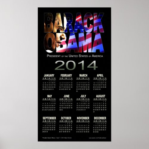 2014 Barack Obama Cutout Calendar  black Poster