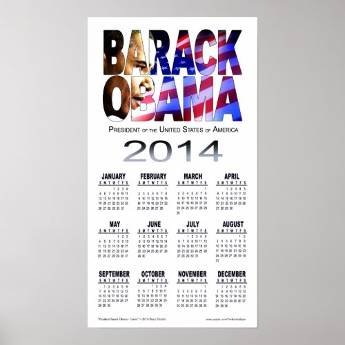 2014 Barack Obama Cutout Calendar  white Poster