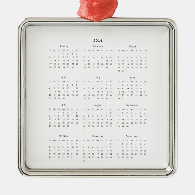 2014 Calendar Gifts Metal Ornament (Front)