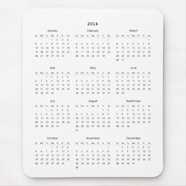 2014 Calendar Gifts Mouse Pad (Front)