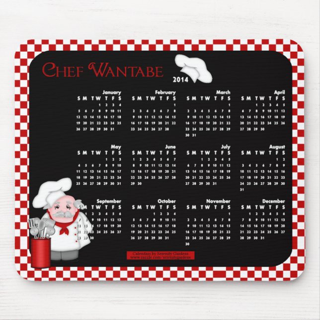 2014 Calendar Mouse Pad-Chef Wantabe Pad (Front)